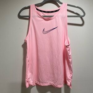 Nike Women's Light Pink Tank Top with Purple Logo